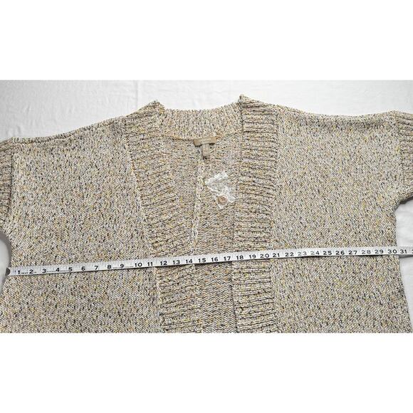 Denim Co Naturals 1X Short Sleeve Open Cardigan Beige Multicolor New - Picture 7 of 11